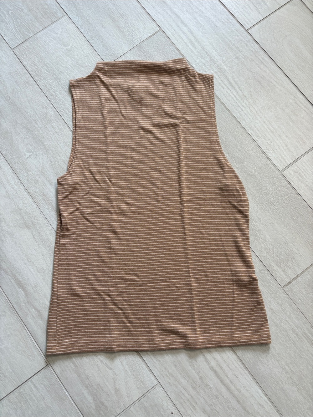 Banana Republic Factory Brown Striped Sleeveless Mock Neck Tank